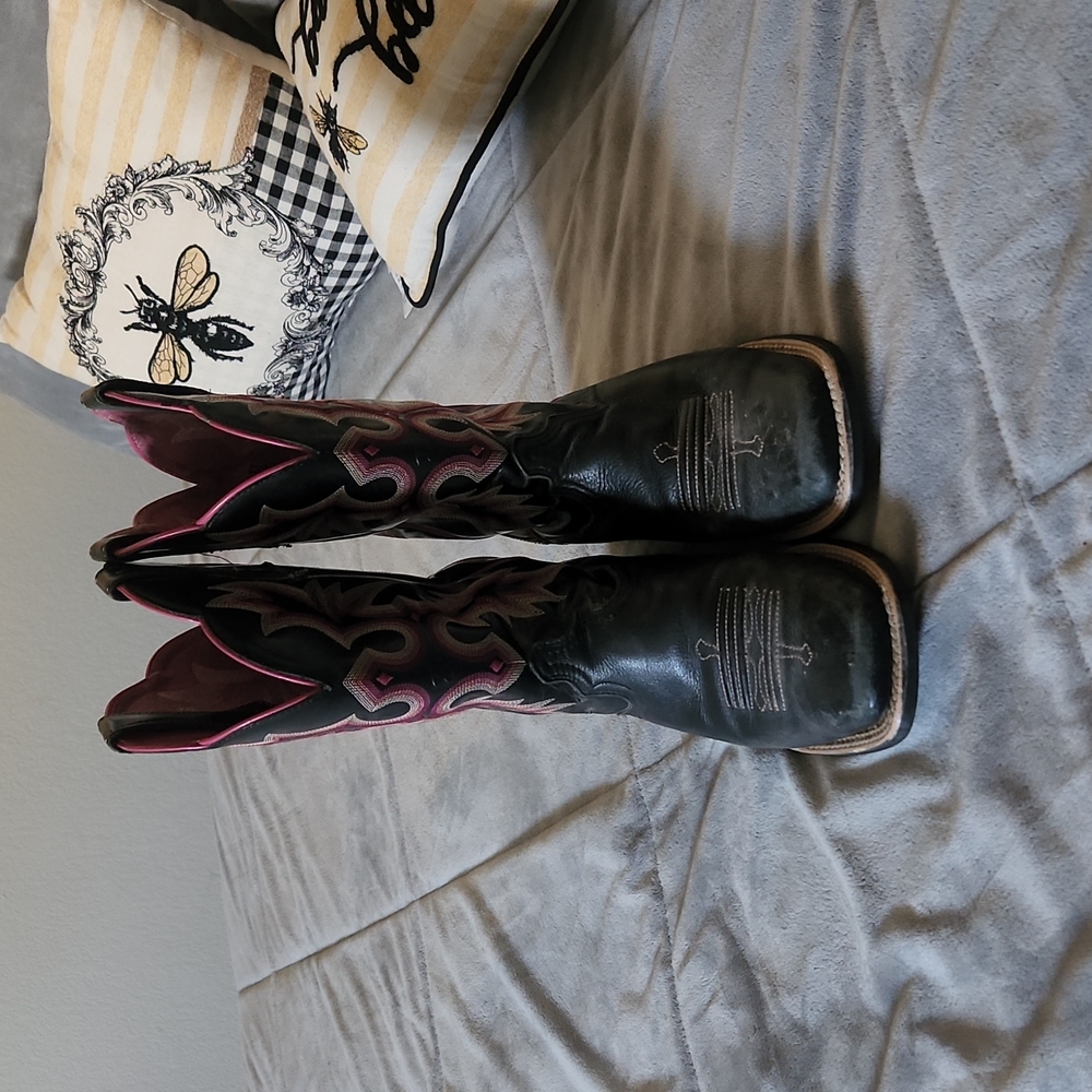 Ariat Black and Pink Embroidered Boots